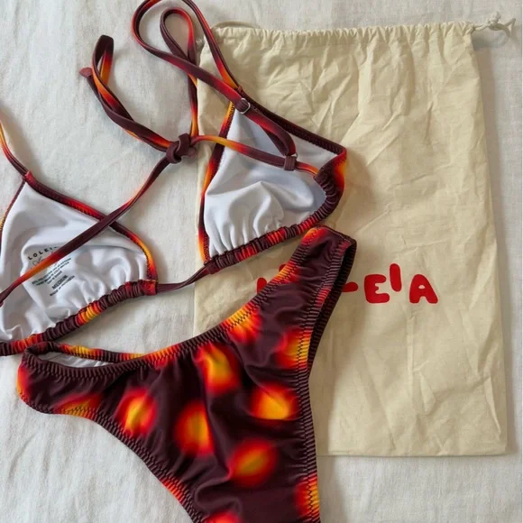 Loleia Swim Playa Blanca Glow Burgundy - Shoulder Top and Scrunchie Bottoms - Picture 10 of 12